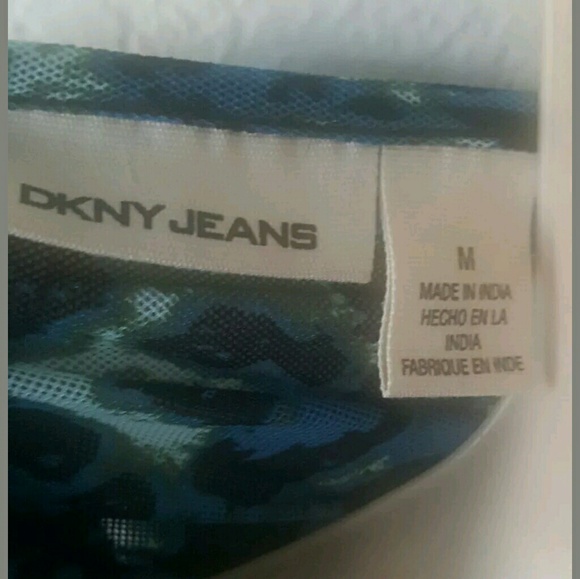 DKNY jeans Animal.Print top Blue leopard Med - Picture 3 of 7